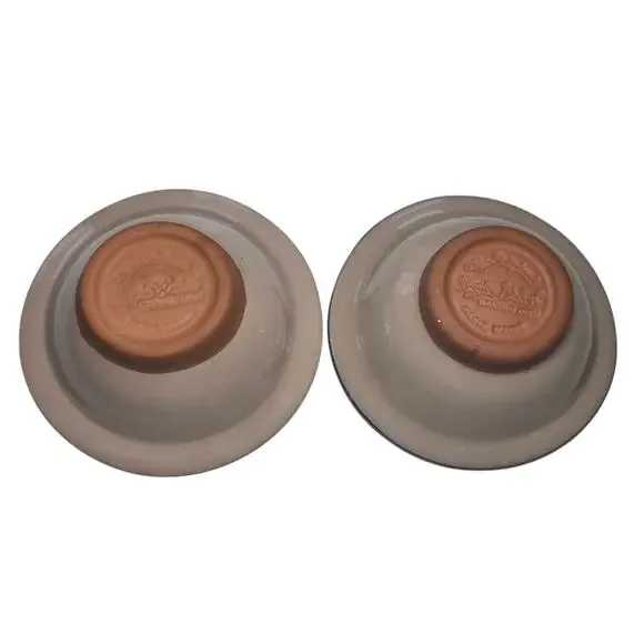 Christian Ridge Pottery Apple Baker Set of 2 Blue Stoneware w Recipe Card - Picture 2 of 9